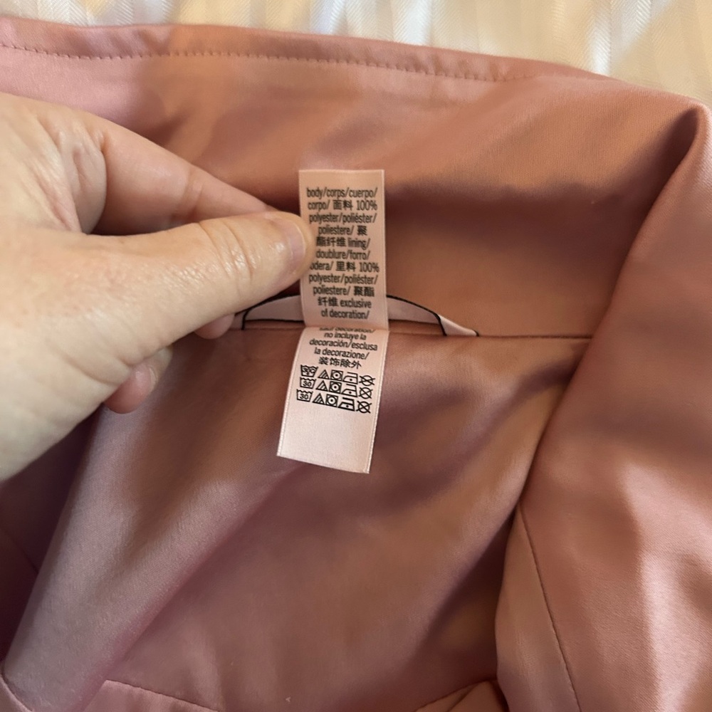 Victoria’s Secret Satin Moto Jacket Pink Size Large Cropped - Picture 10 of 11